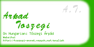 arpad toszegi business card